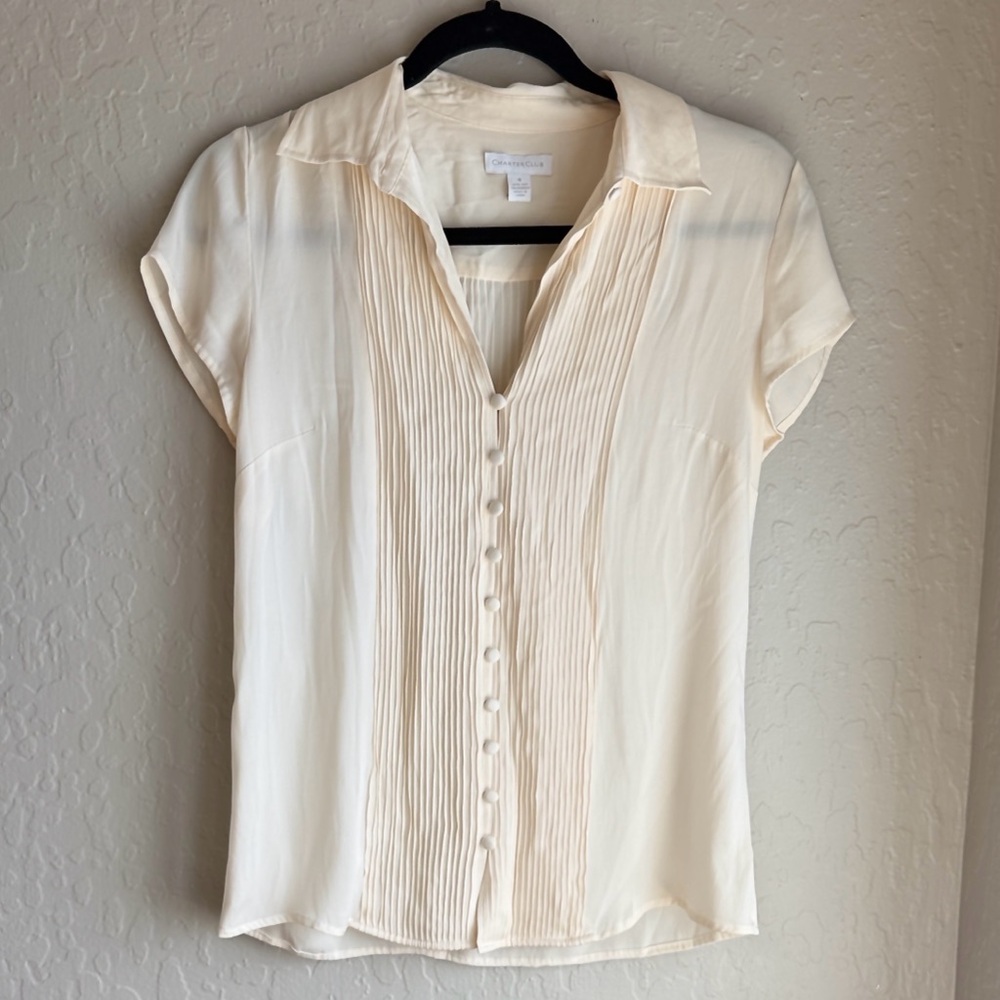 100% Silk Cream Blouse
